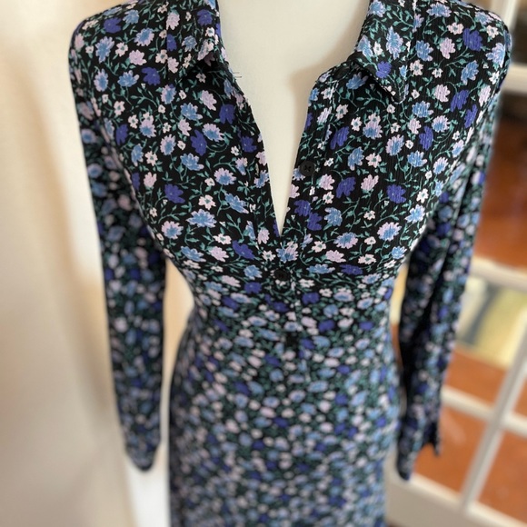 NWT River Island Navy/Multi Color Floral Midi Shirt Dress - Picture 8 of 15